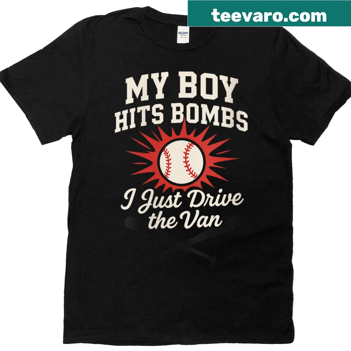 Illustrative Boy Mom t-shirt celebrating baseball and pride — on a men's t-shirt