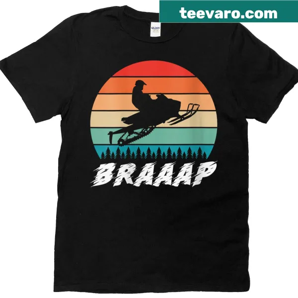 Funny Braaap snowmobile rider T-shirt for women with cartoon design