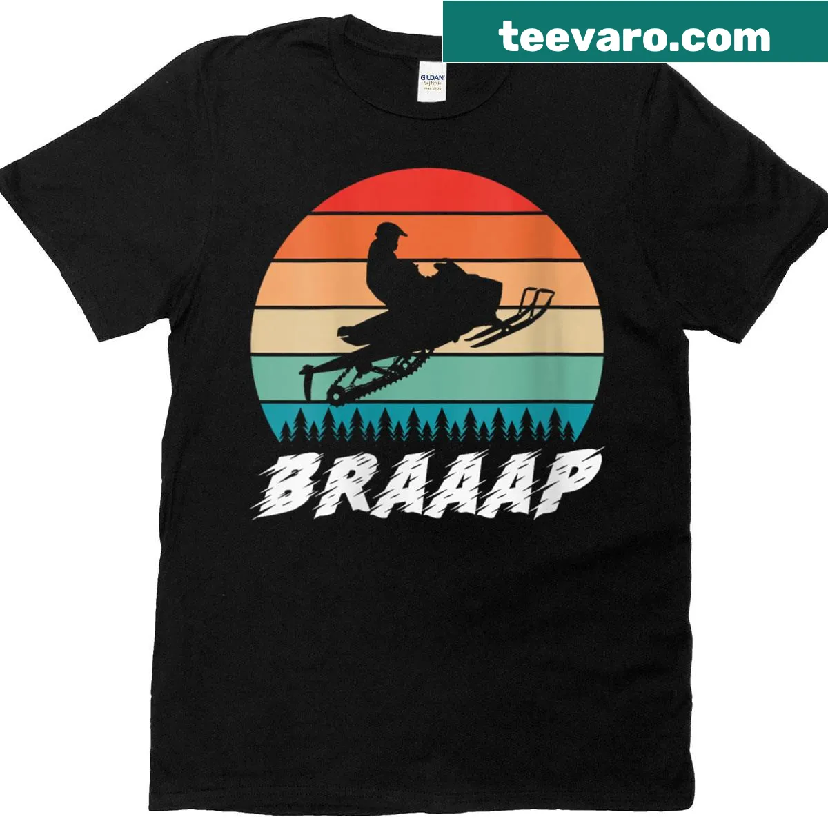 Funny Braaap snowmobile rider T-shirt for women with cartoon design — on a men's t-shirt