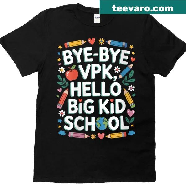 Pre K teacher tee with cheerful text about kids transitioning to big kids
