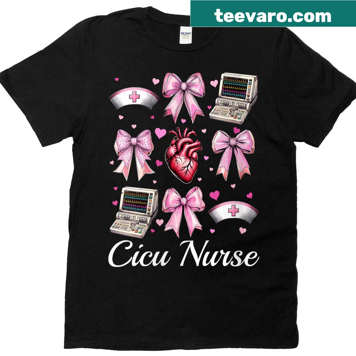A proud nurse T-shirt featuring a graphic highlighting cardiac nursing. — on a men's t-shirt