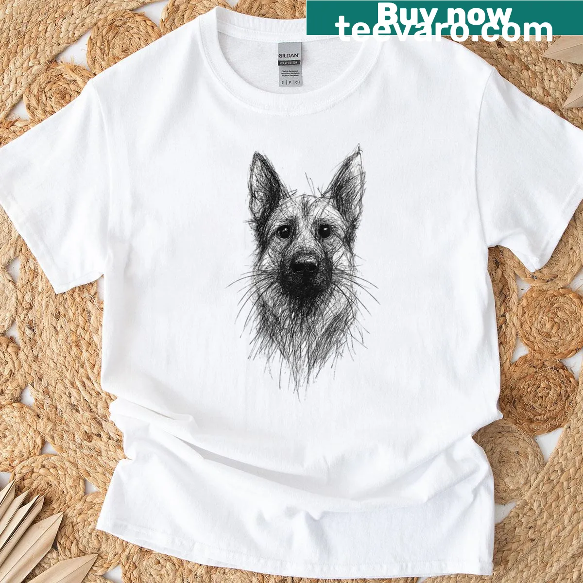 Abstract sketch of a cute puppy on dog lover T-shirt — on a men's t-shirt