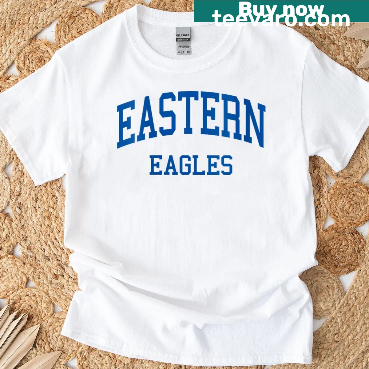 Retro t-shirt featuring Eastern High School emblem — on a men's t-shirt