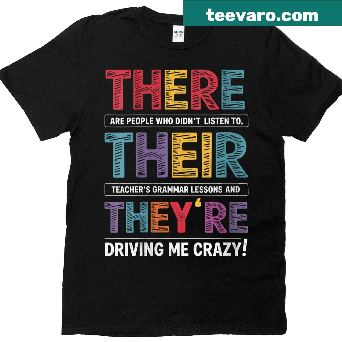 Funny grammar joke t-shirt for English teachers — on a men's t-shirt