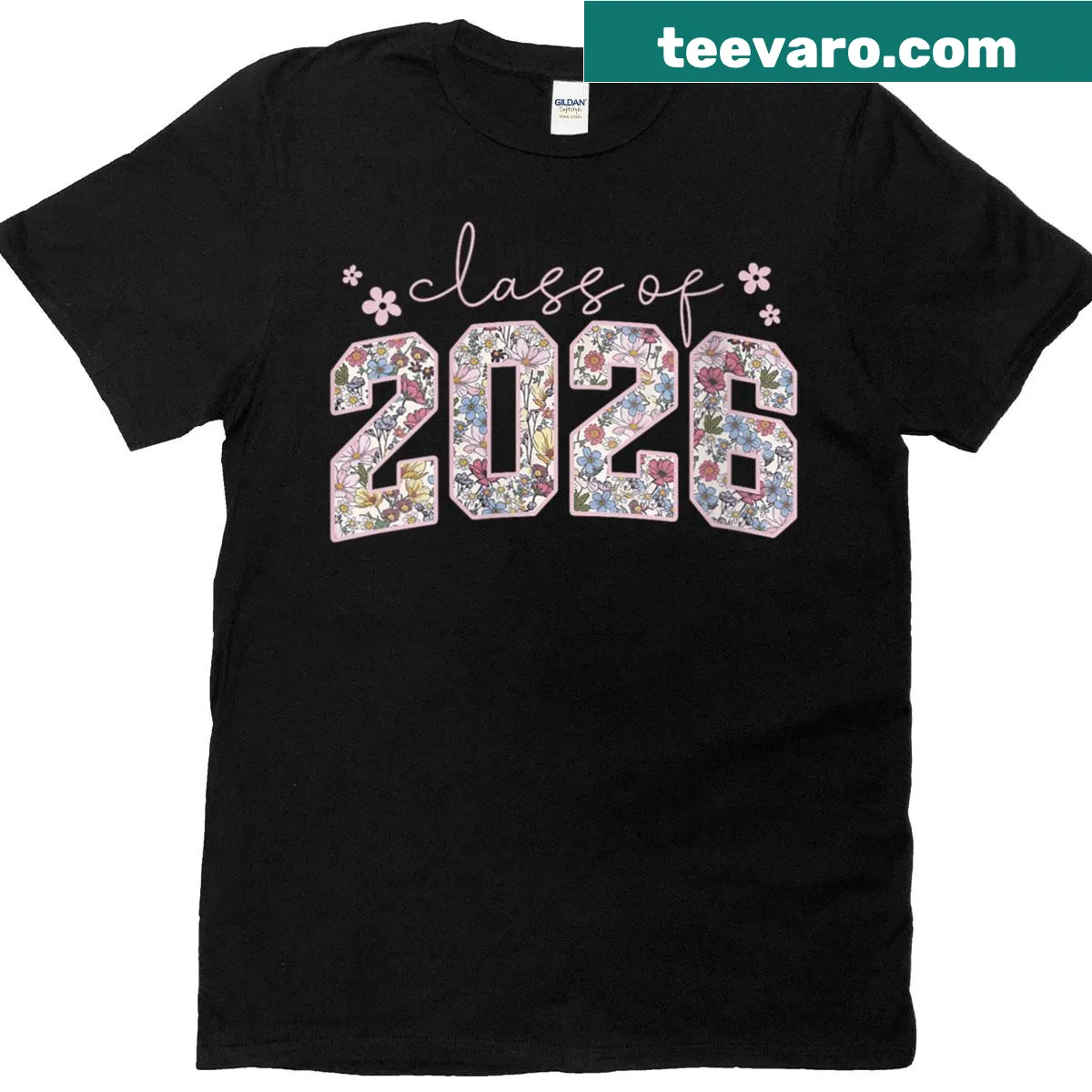 A floral-themed graduation shirt for the Class of 2026. — on a men's t-shirt