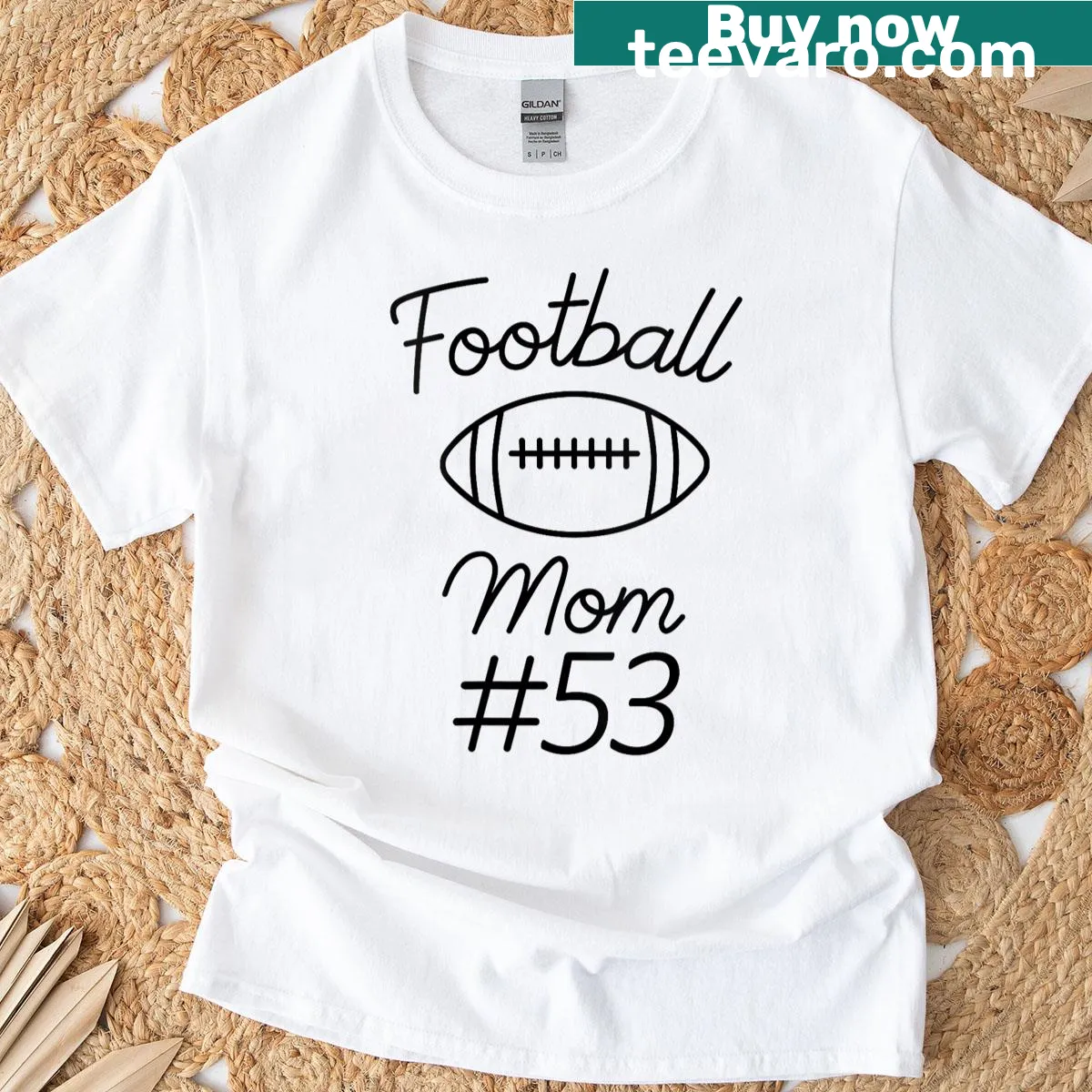 Football Mom T-shirt with number 53 and Biggest Fan text — on a men's t-shirt