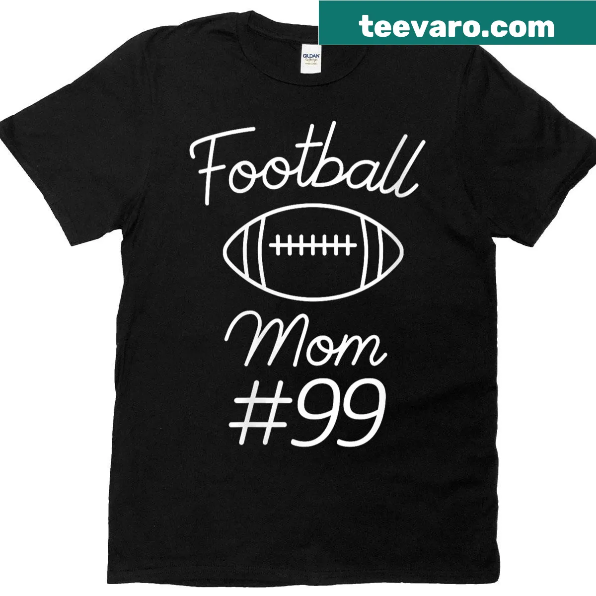 Football mom shirt with number 99 and fan-themed text — on a men's t-shirt