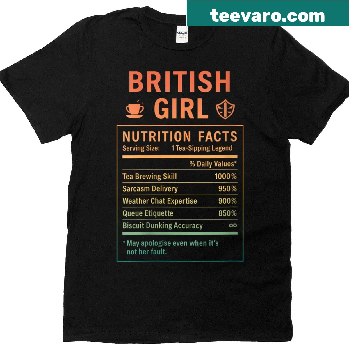 Proud British girl t-shirt with a humorous saying about UK roots — on a men's t-shirt