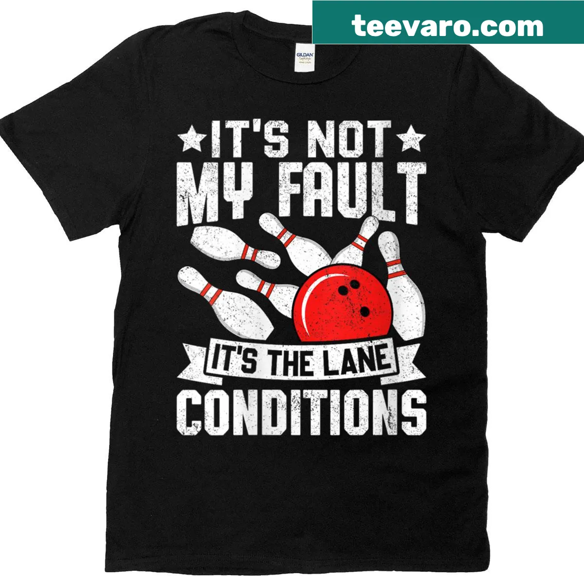 Retro bowling t-shirt featuring a kingpin graphic and humorous text — on a men's t-shirt