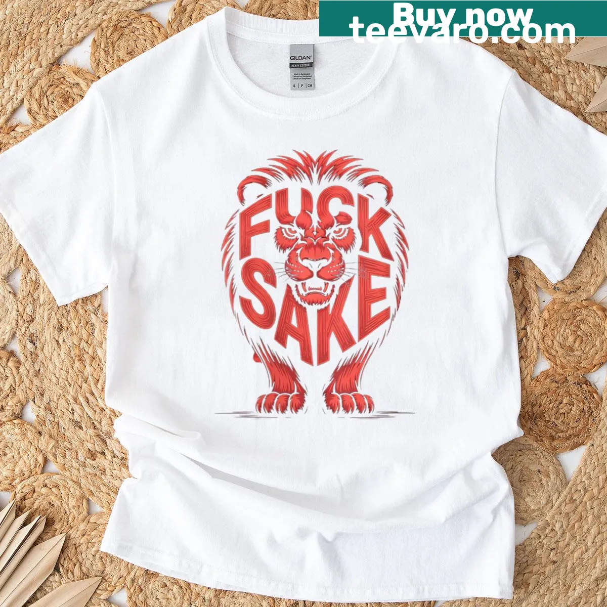 Bold T-shirt featuring a fierce lion graphic and intense text — on a men's t-shirt