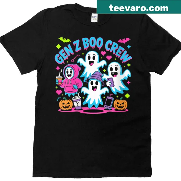 Funny Halloween ghost design T-shirt for the Gen Z Boo Crew