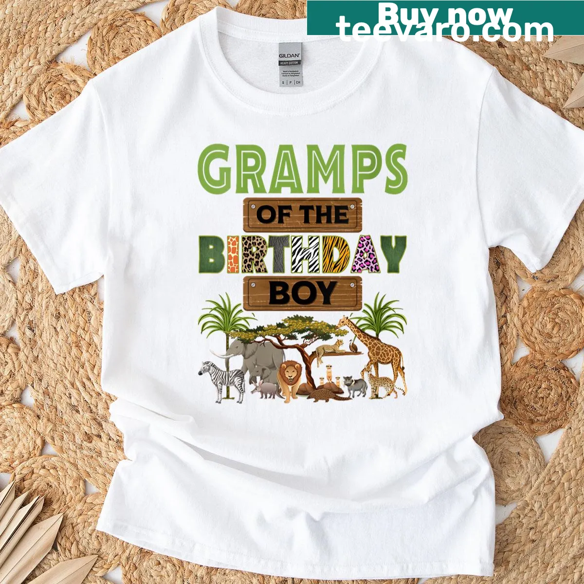 T-shirt for grandpas featuring zoo animal graphics for a birthday — on a men's t-shirt