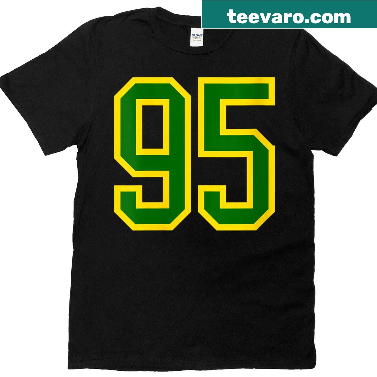 Sports team T-shirt featuring the number 95 in bold typography. — on a men's t-shirt