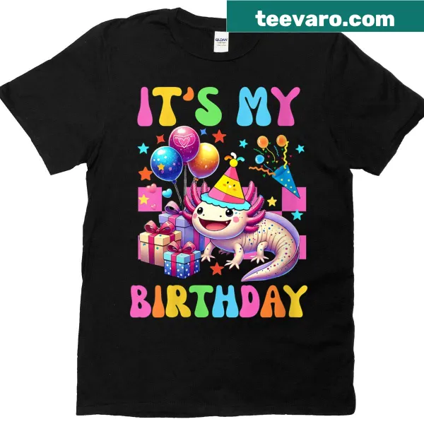 Cute axolotl graphic for a birthday t-shirt