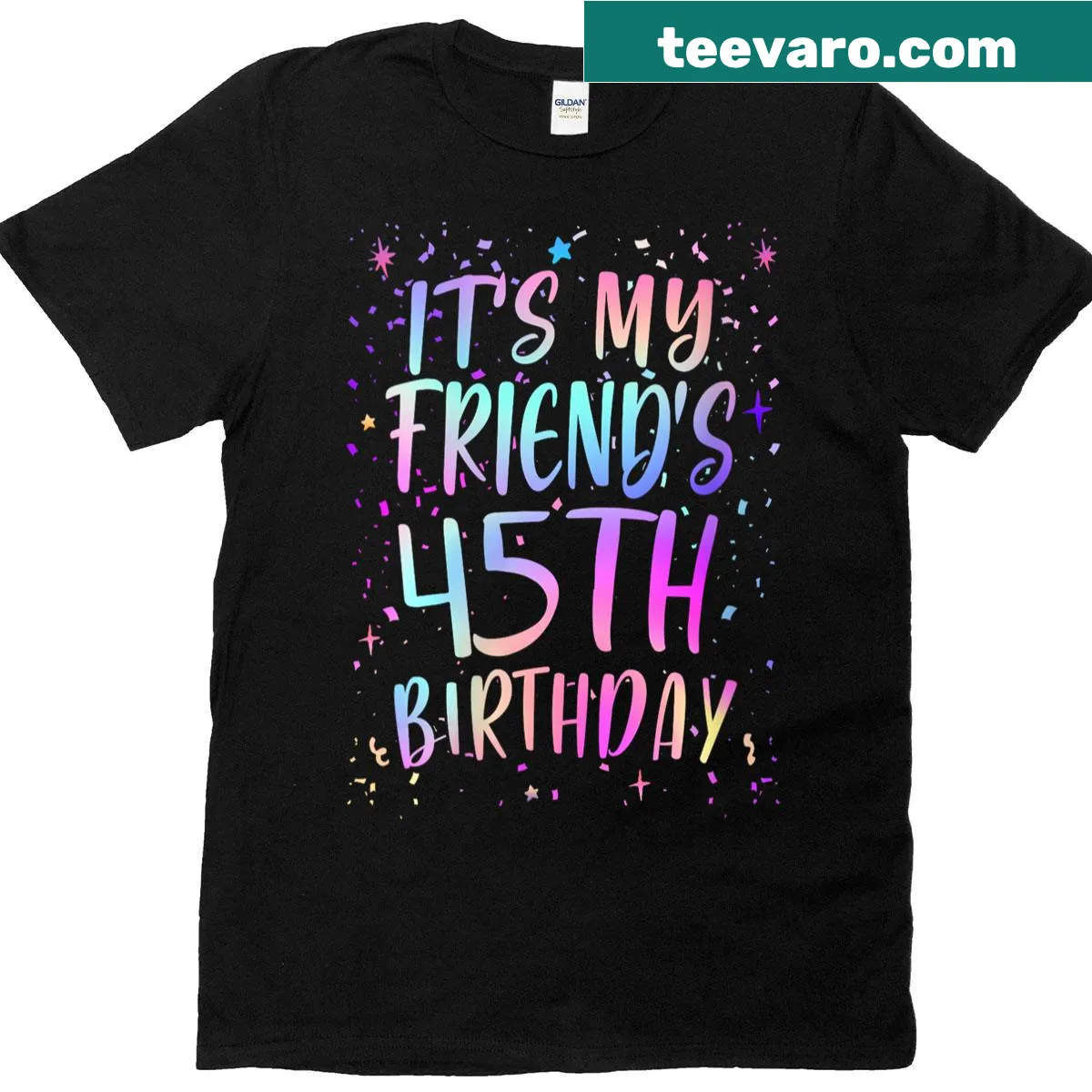 Playful typography for a friend's 45th birthday t-shirt — on a men's t-shirt