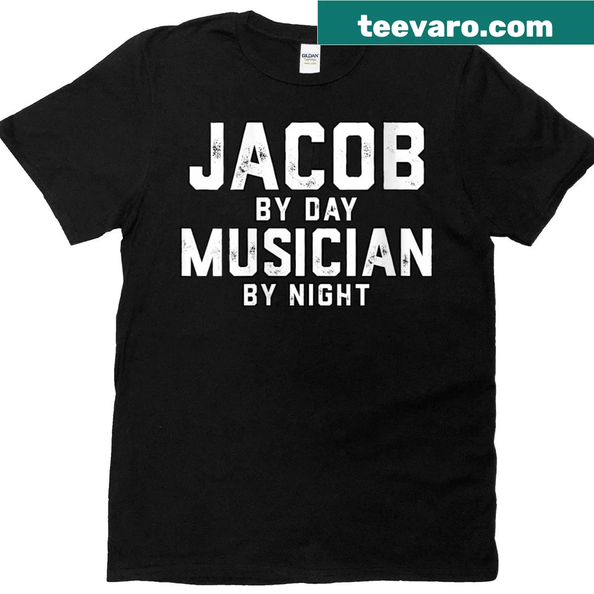 Graphic T-shirt showcasing musician Jake for Halloween costumes — on a men's t-shirt