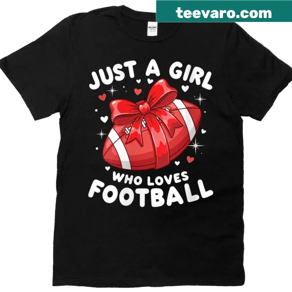 T-shirt with a cute bow and text about loving football