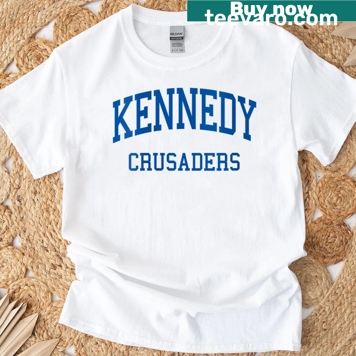 Vintage Kennedy High School t-shirt featuring a retro design — on a men's t-shirt