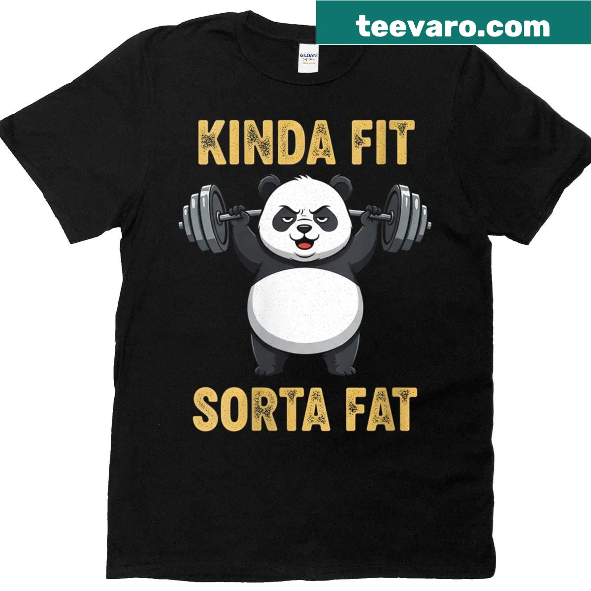 Funny T-shirt with cartoon panda and humorous slogan — on a men's t-shirt