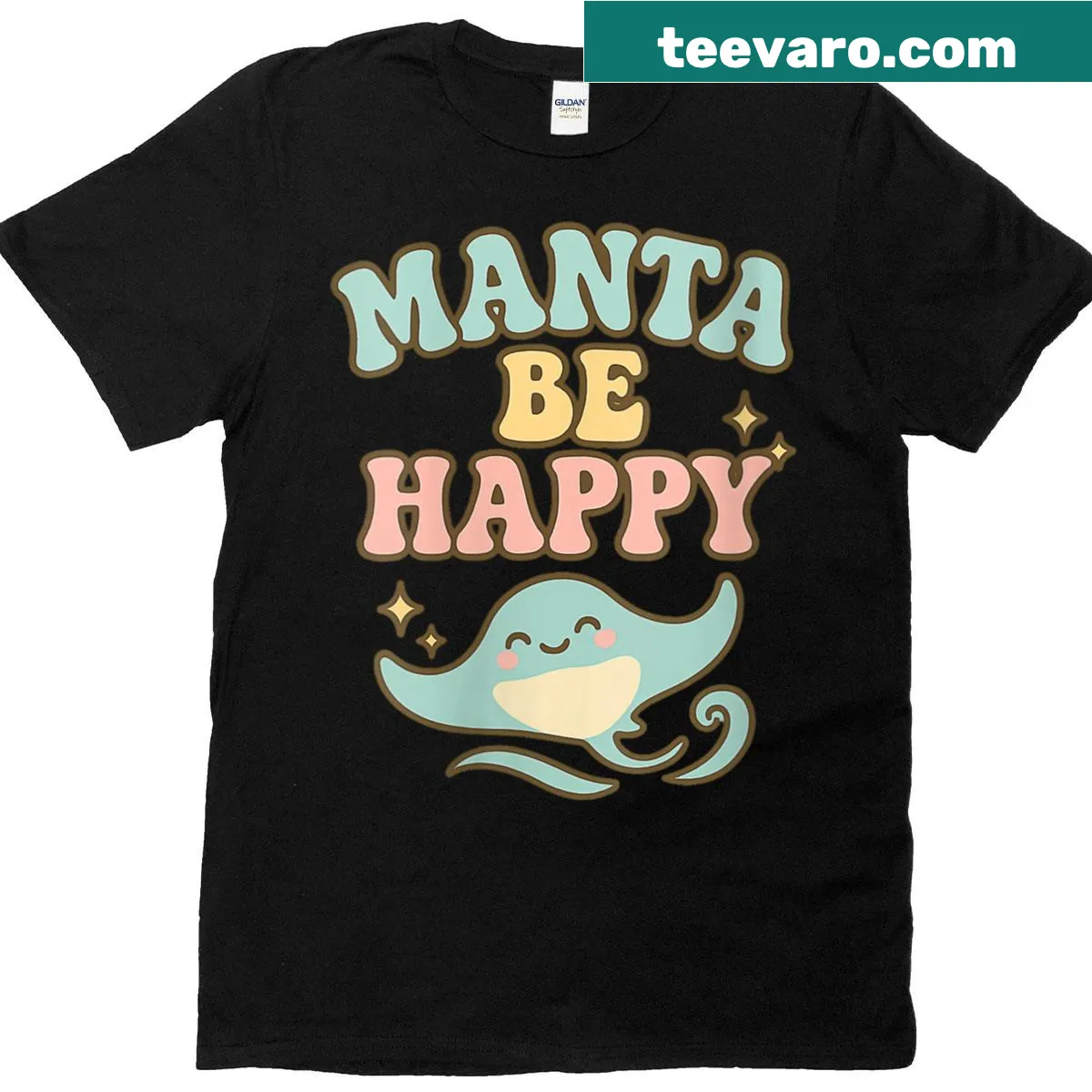 Illustration of a happy manta ray for a women's t-shirt — on a men's t-shirt