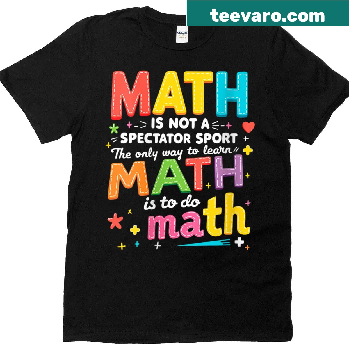 Inspirational T-shirt with math quote about learning — on a men's t-shirt