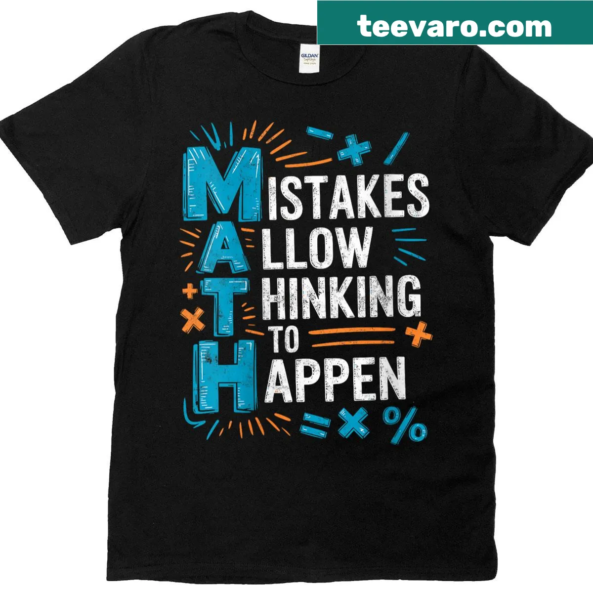 Math teacher t-shirt with a humorous educational saying — on a men's t-shirt
