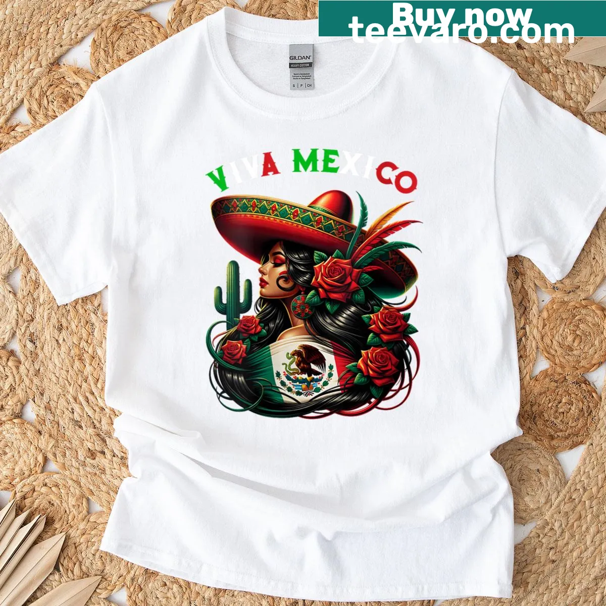 Mexico flag graphic T-shirt for women — on a men's t-shirt