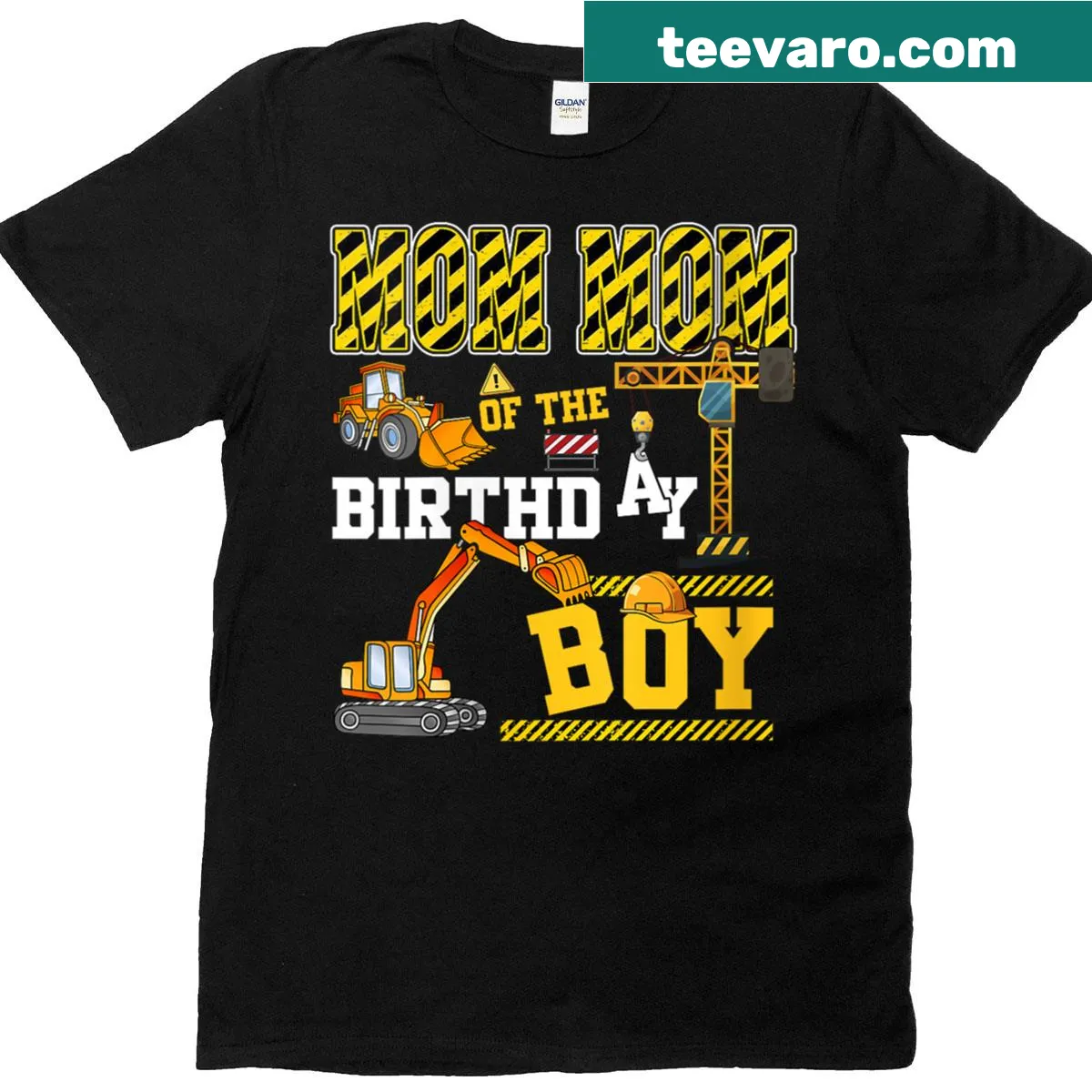 Mom T-shirt celebrating the birthday of her son with construction theme — on a men's t-shirt