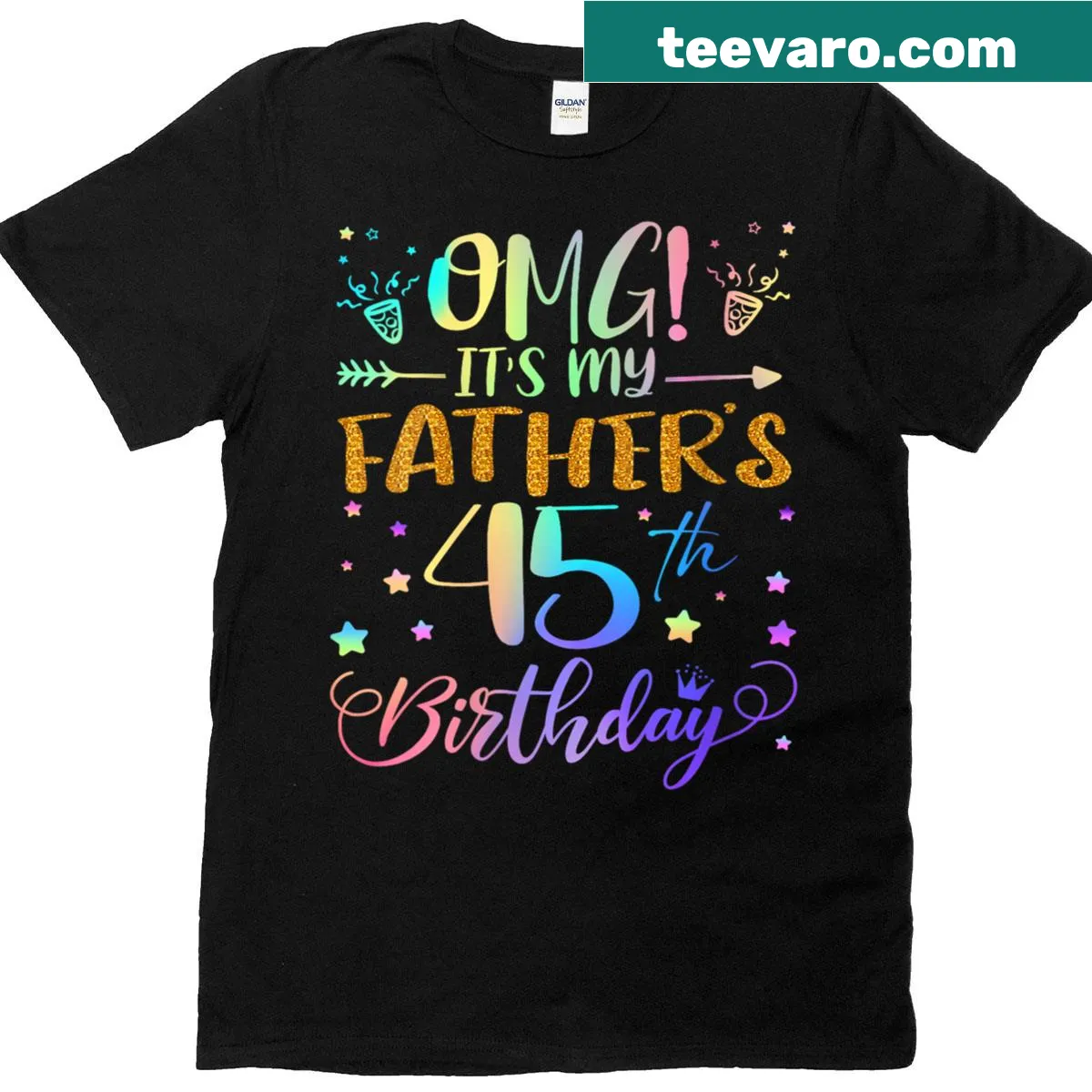 T-shirt celebrating a father's 45th birthday with playful design. — on a men's t-shirt