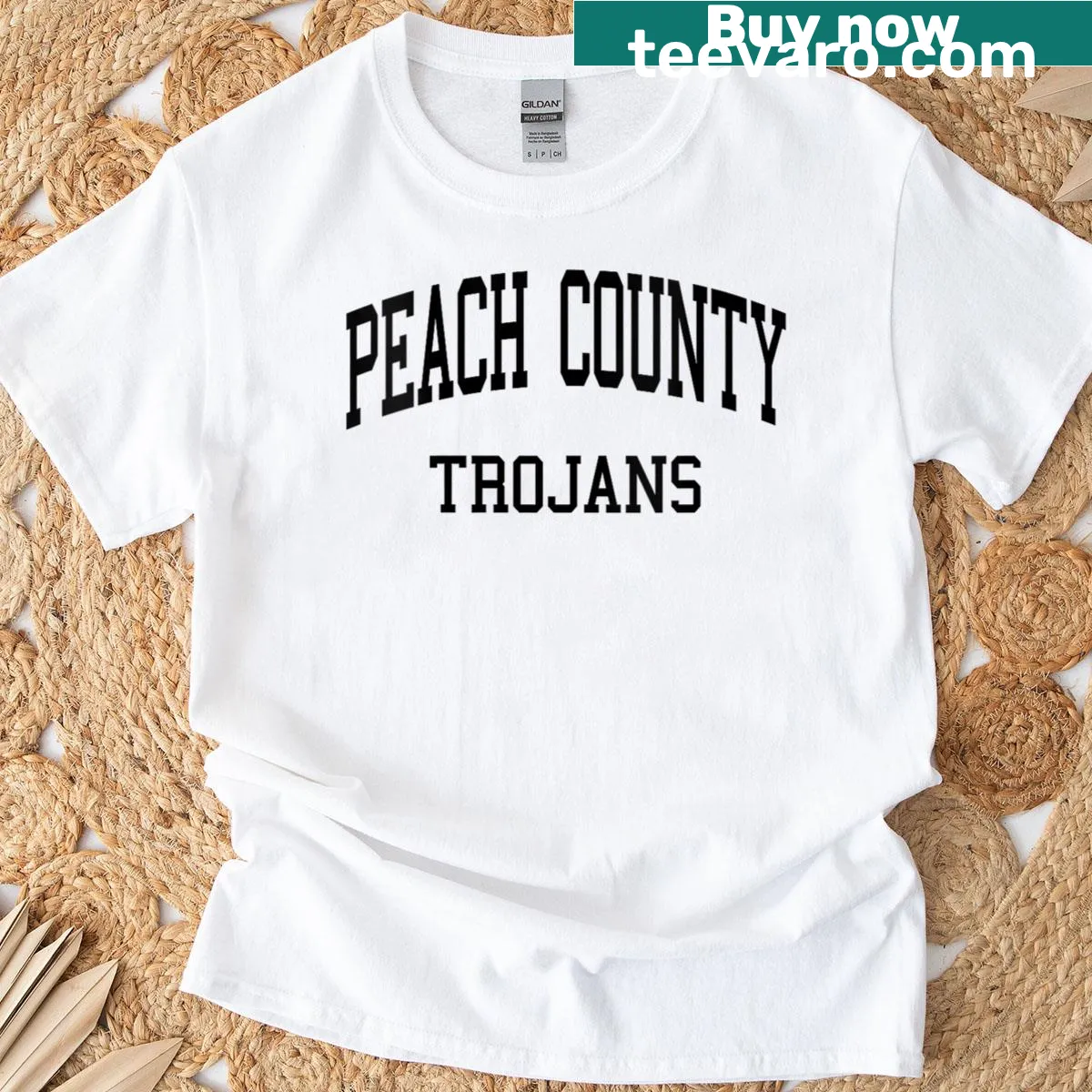 Retro-style Peach County High School T-shirt — on a men's t-shirt