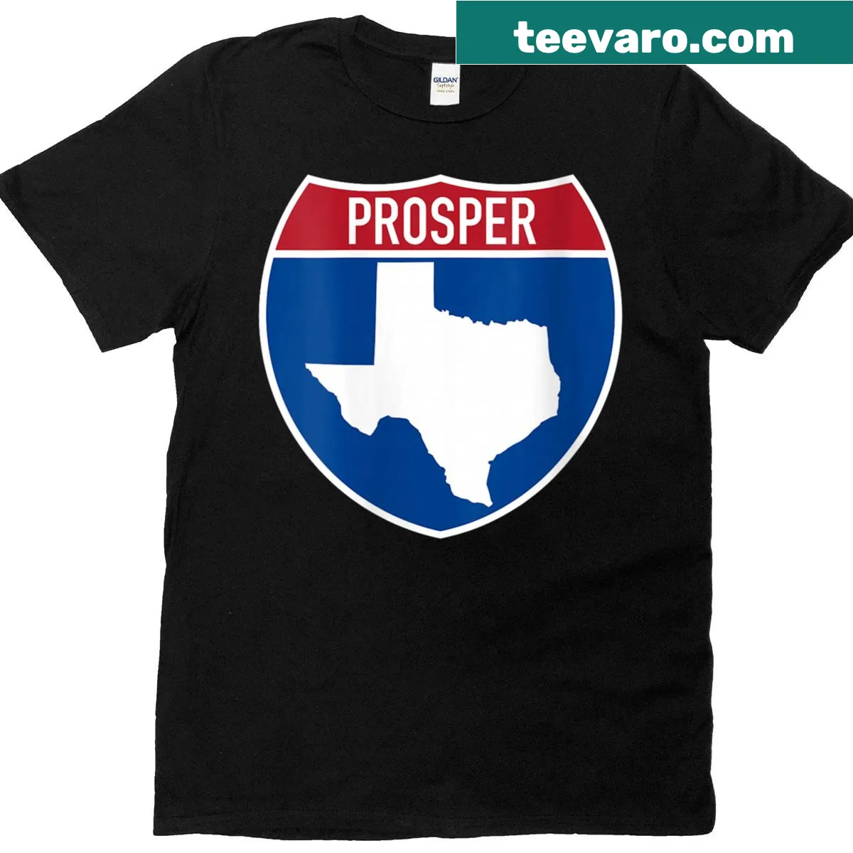 Souvenir T-shirt featuring Prosper, Texas illustration — on a men's t-shirt