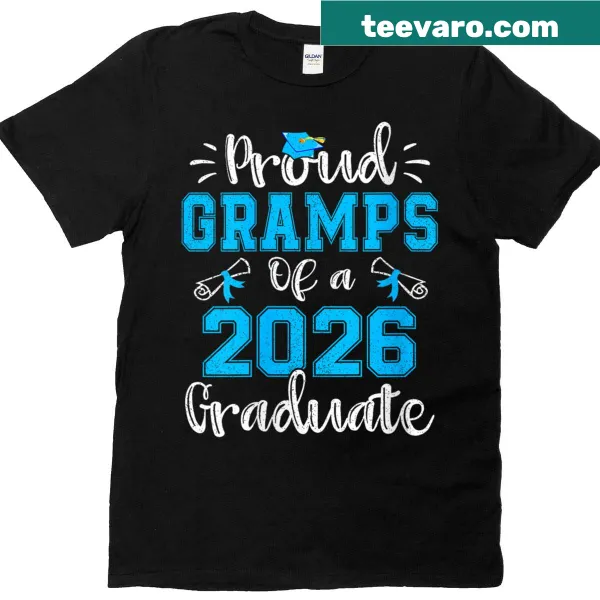 Proud Gramps t-shirt for a 2026 graduate with bold lettering