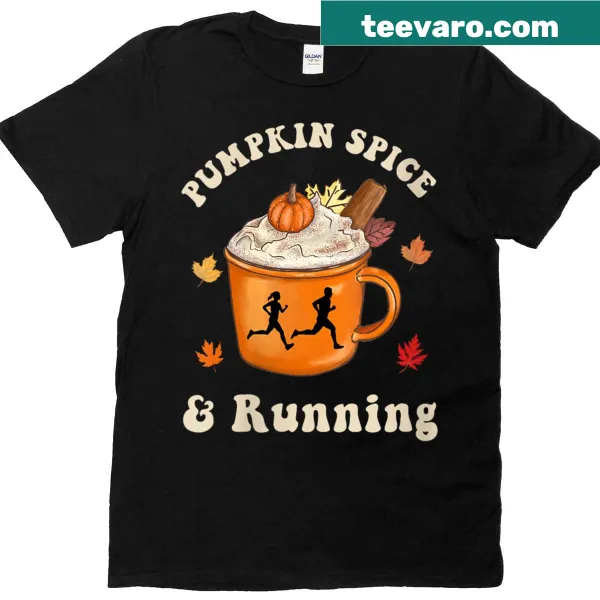 Retro running T-shirt with pumpkin spice graphic