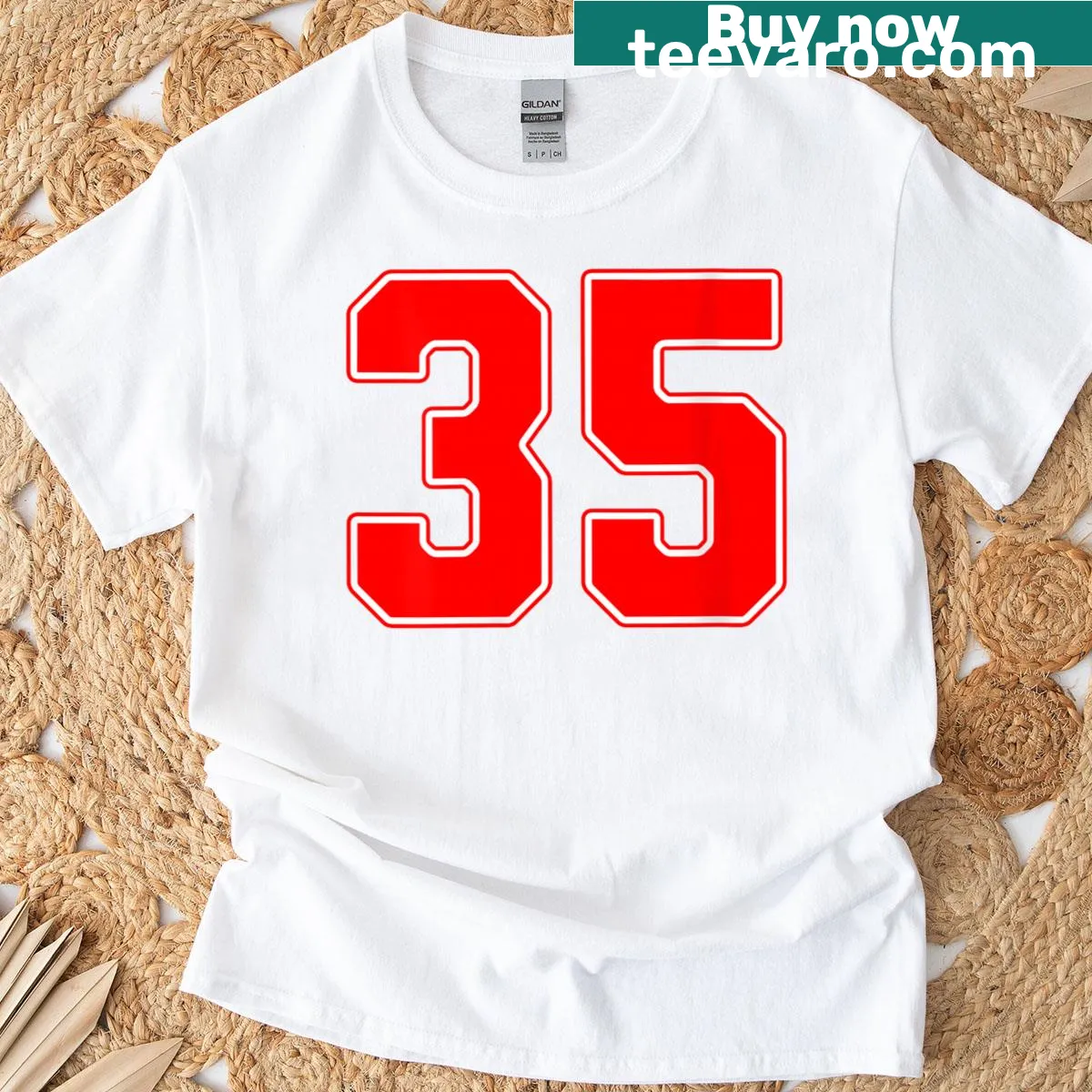 Sports T-shirt featuring the number 35 in bold text — on a men's t-shirt