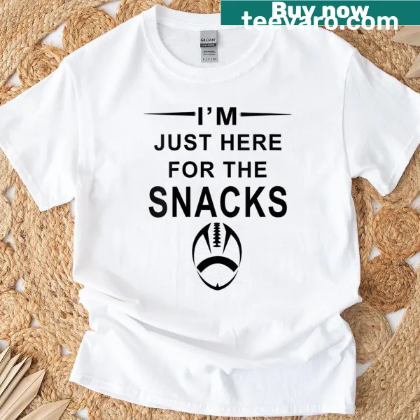 Retro t-shirt with 'I'm Just Here For The Snacks' graphic