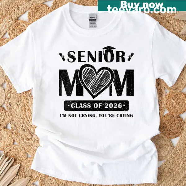 Proud mom T-shirt for class of 2026 with bold typography