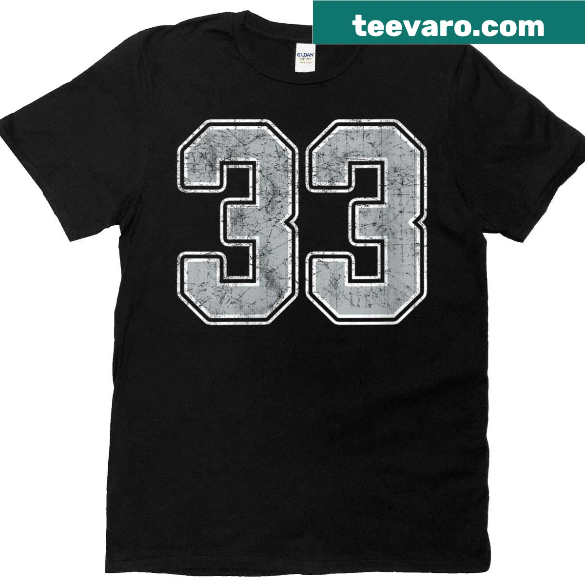 Jersey-style t-shirt featuring Number 33 for sports fans — on a men's t-shirt