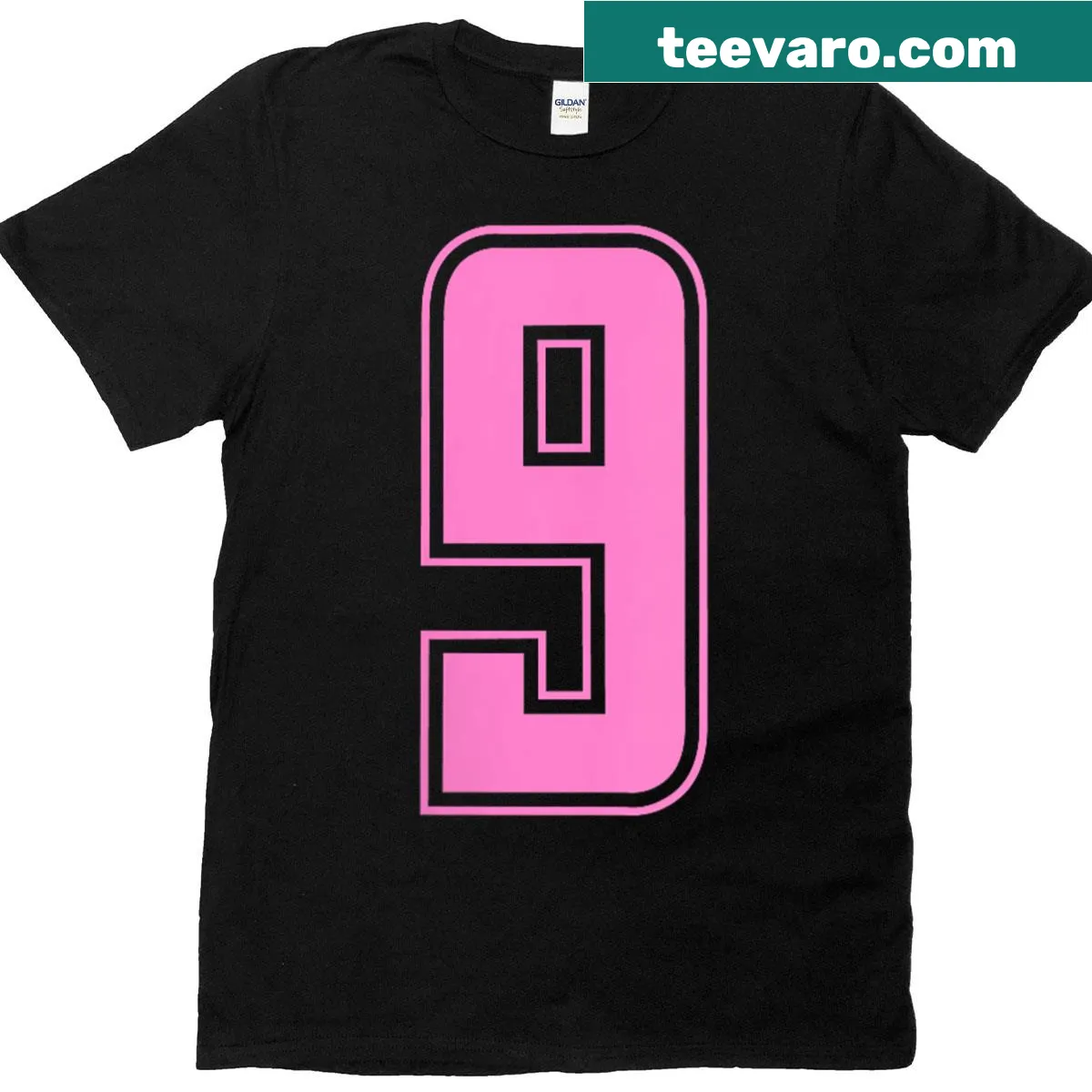 Numbered sports uniform t-shirt in taffy pink — on a men's t-shirt