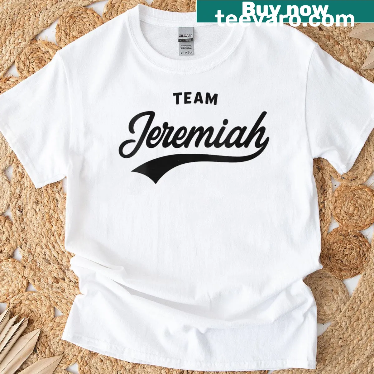 Vintage distressed Team Jeremiah graphic t-shirt — on a men's t-shirt