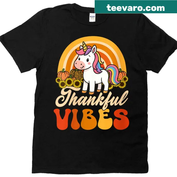Funny Thanksgiving t-shirt with unicorn and floral design