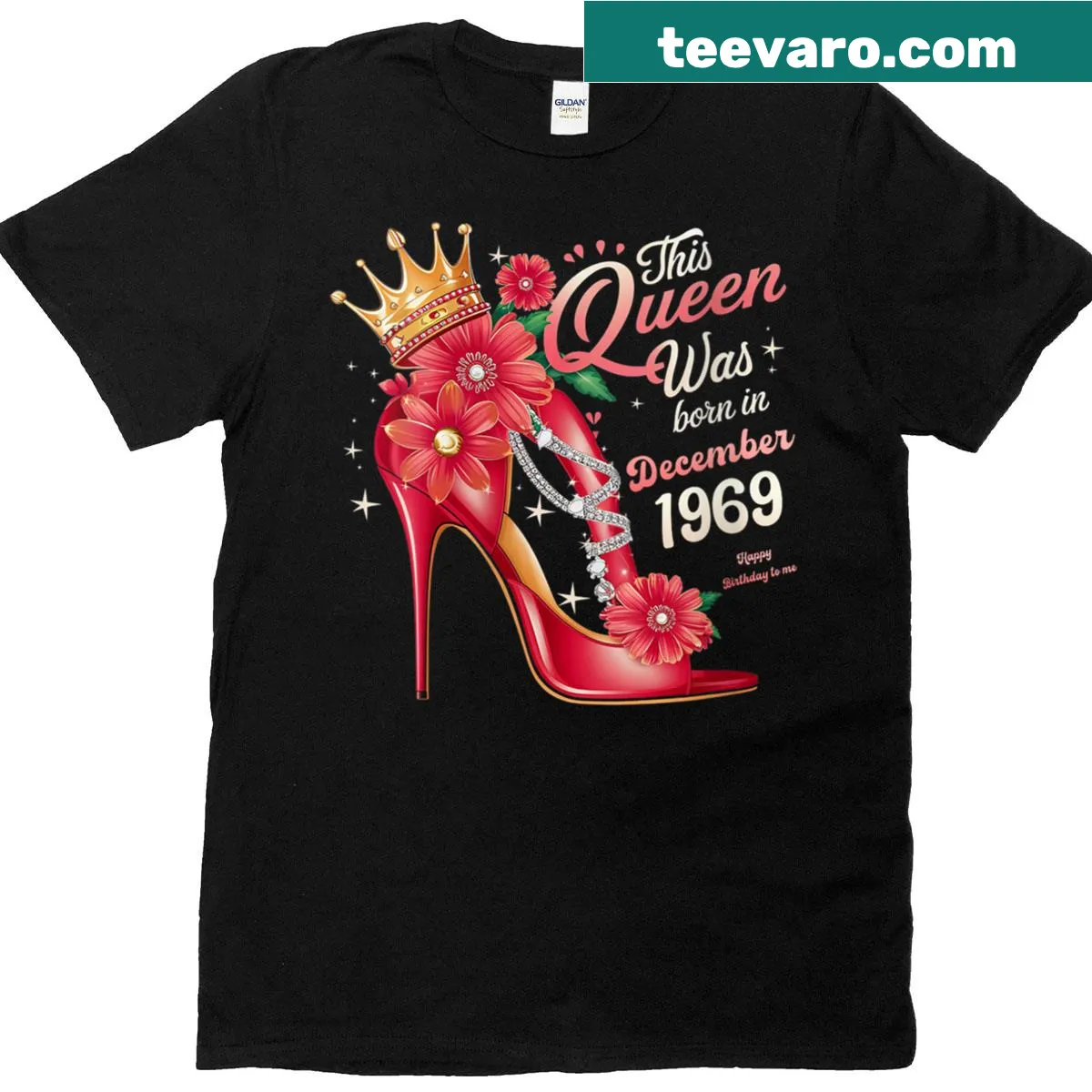 Funny December birthday T-shirt with queen text — on a men's t-shirt