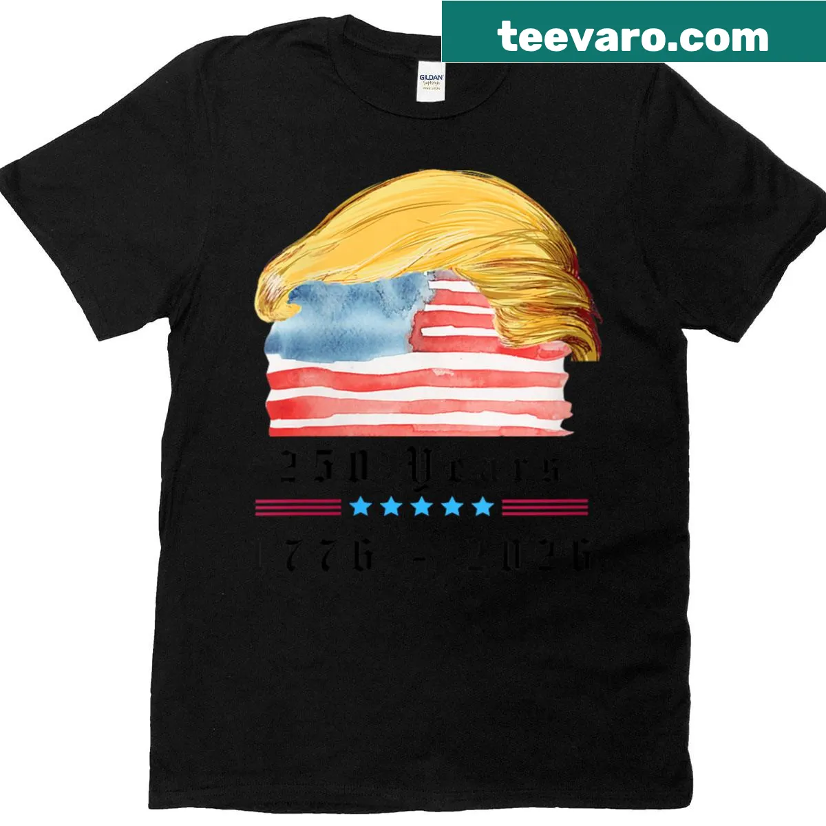USA 250-year anniversary t-shirt with patriotic design — on a men's t-shirt
