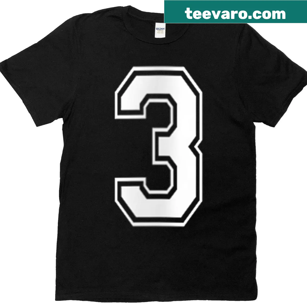 Varsity Jersey t-shirt with number 3 for favorite player — on a men's t-shirt