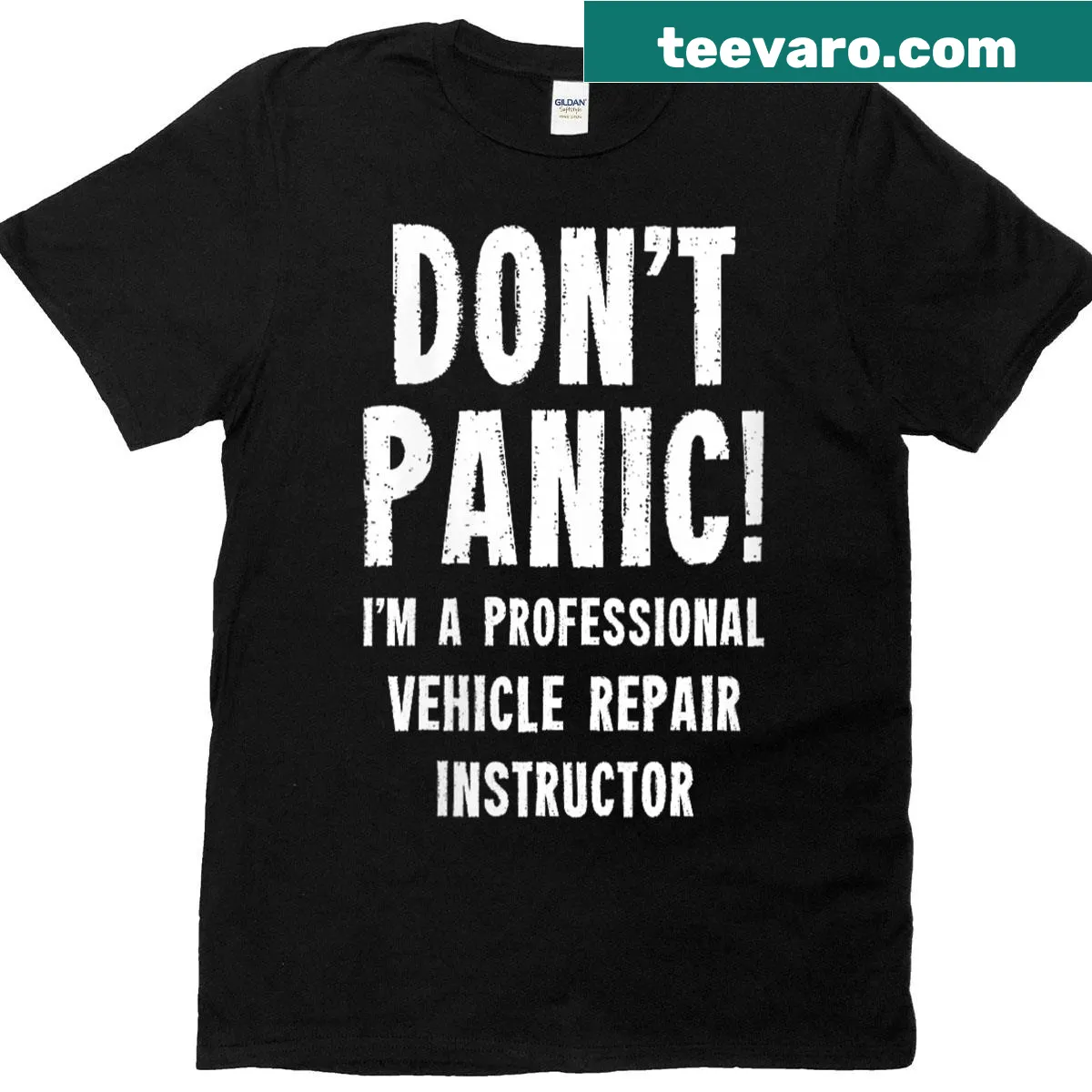 Vehicle repair instructor t-shirt with clear typography — on a men's t-shirt