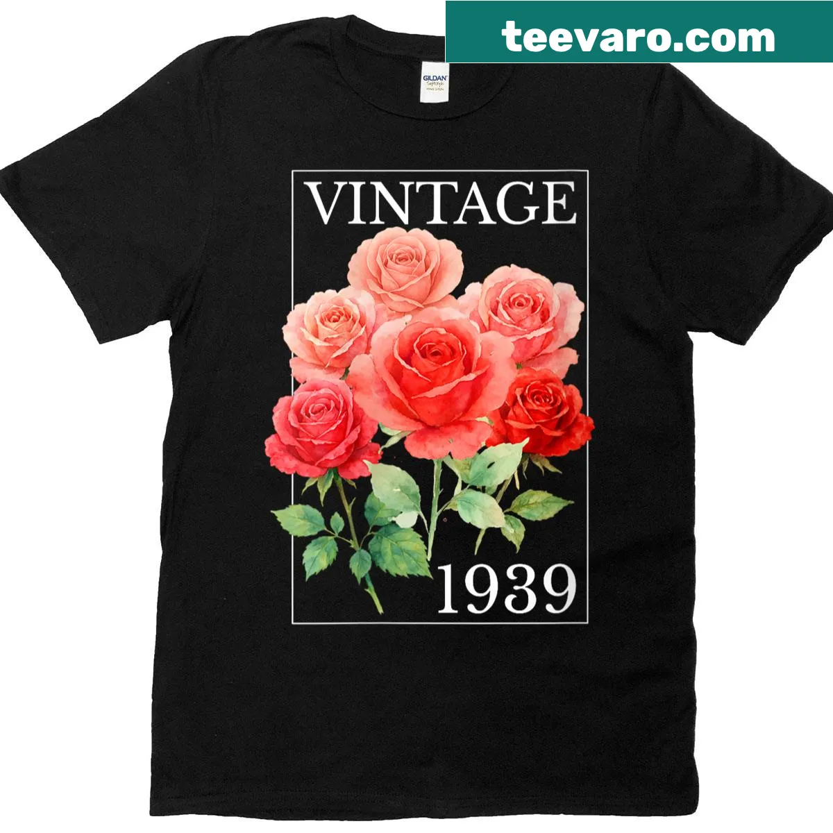 Vintage rose graphic T-shirt for 86th birthday — on a men's t-shirt