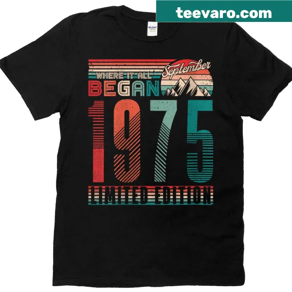 Vintage T-shirt featuring retro sunset and 'Where It All Began' text