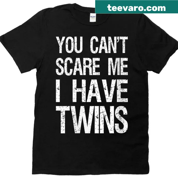 Vintage-style tee with humorous text about parenting twins