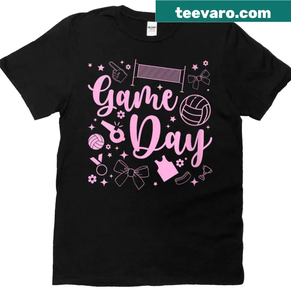 Volleyball-themed T-shirt for women with playful graphics