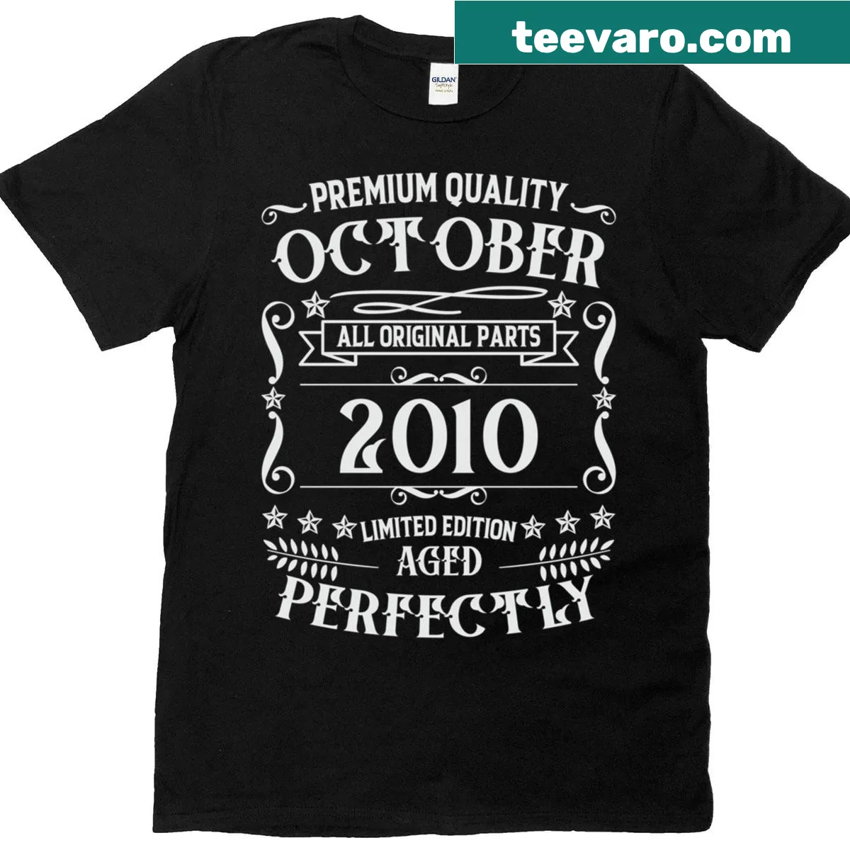 Text graphic celebrating 15th birthday for October 2010 legends — on a men's t-shirt