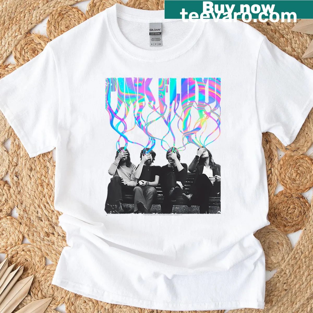 Vintage band logo T-shirt inspired by 80s music culture. — on a men's t-shirt